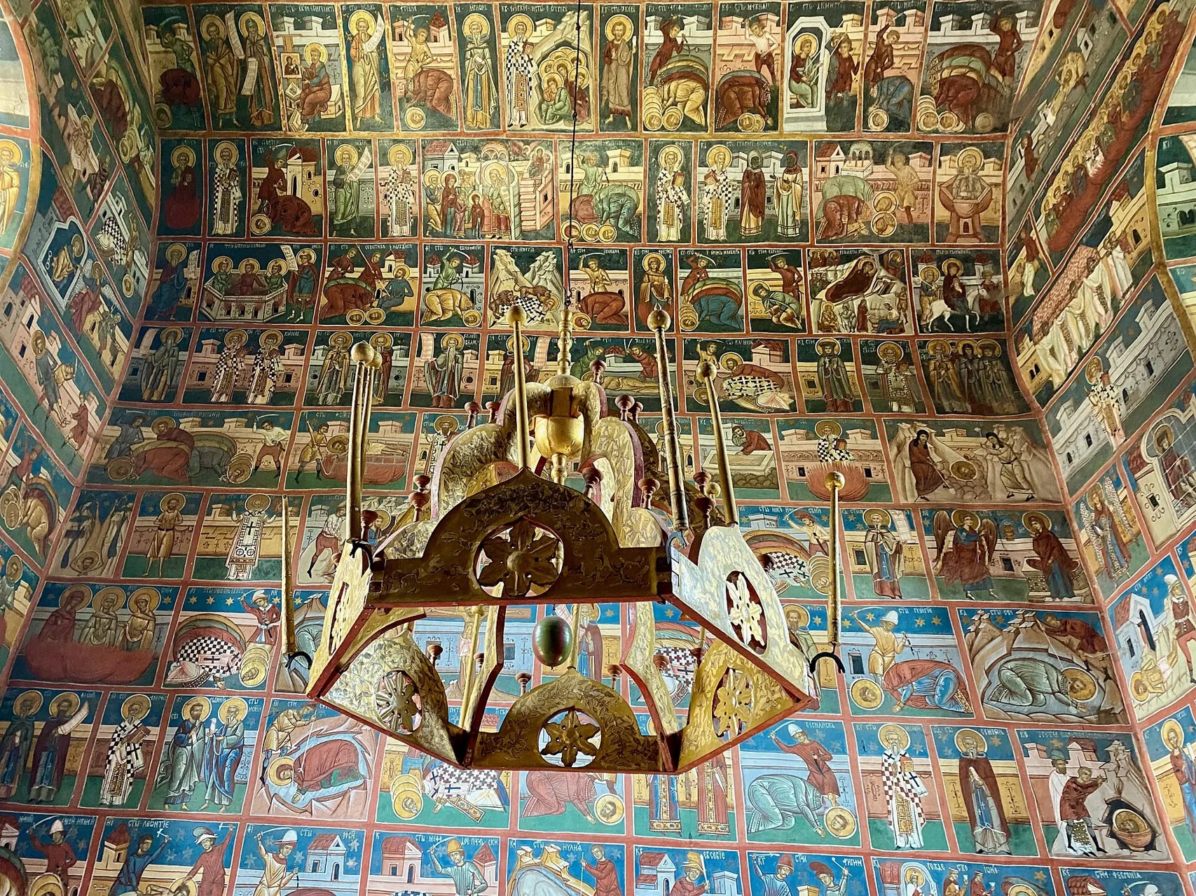 Interior of Voroneț Monastery, Romania (painted interior)