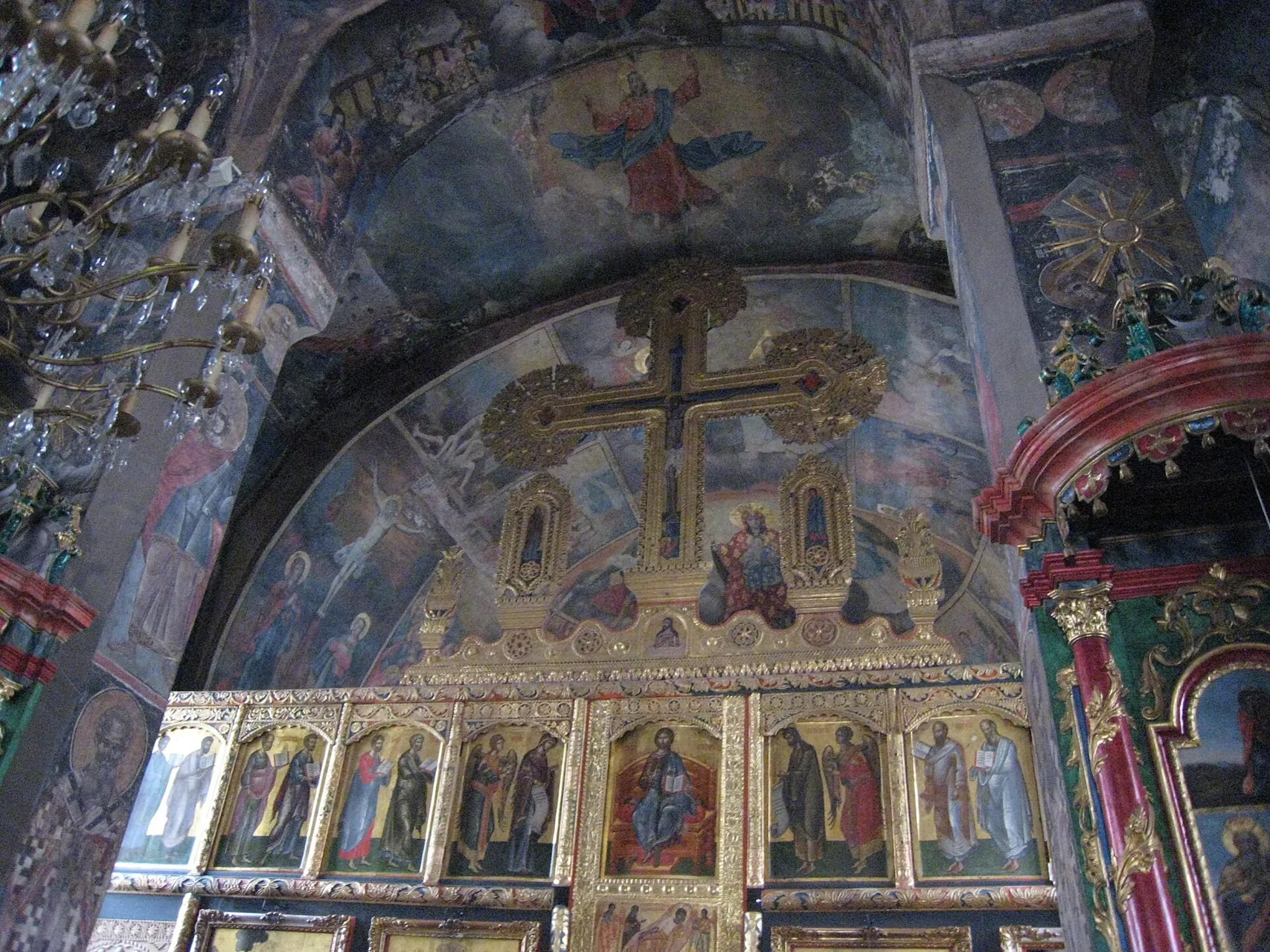 Interior of Studenica Monastery, Serbia (frescoes and iconostasis)