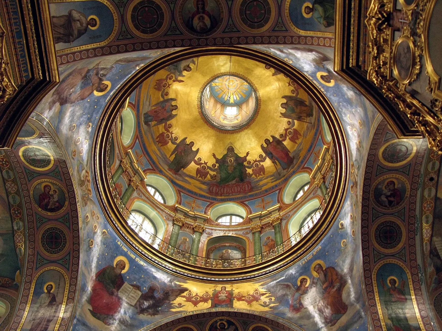 Interior of Dormition Cathedral, Pochaiv Lavra, Ukraine (central dome)